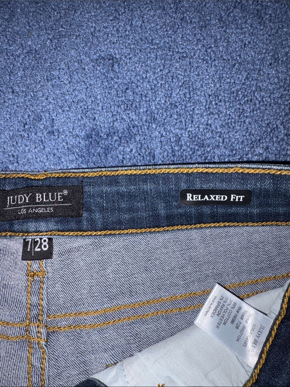Judy Blue Medium Blue Wash Denim Jeans with Leather Patch - Picture 5 of 9